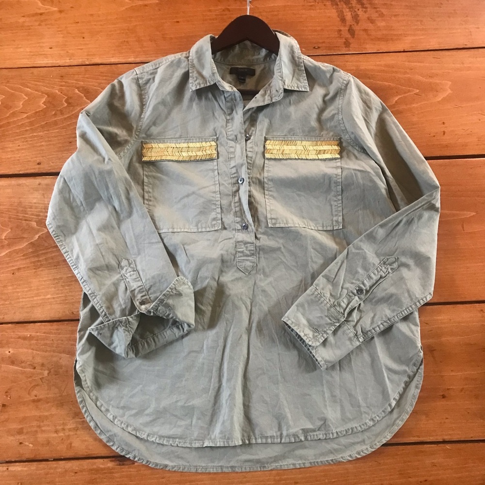 J. Crew Military Long Sleeve Blouse